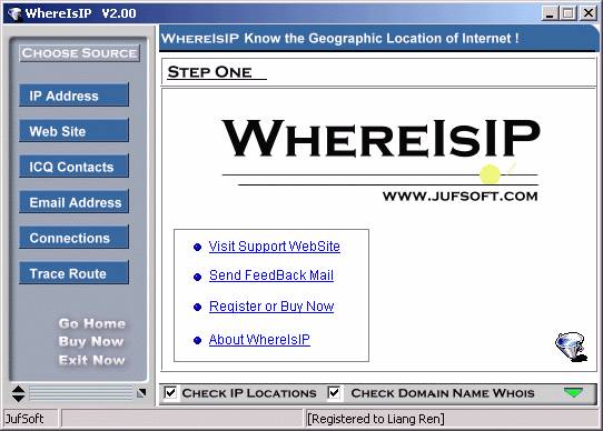 Screenshot of WhereIsIP 2.20